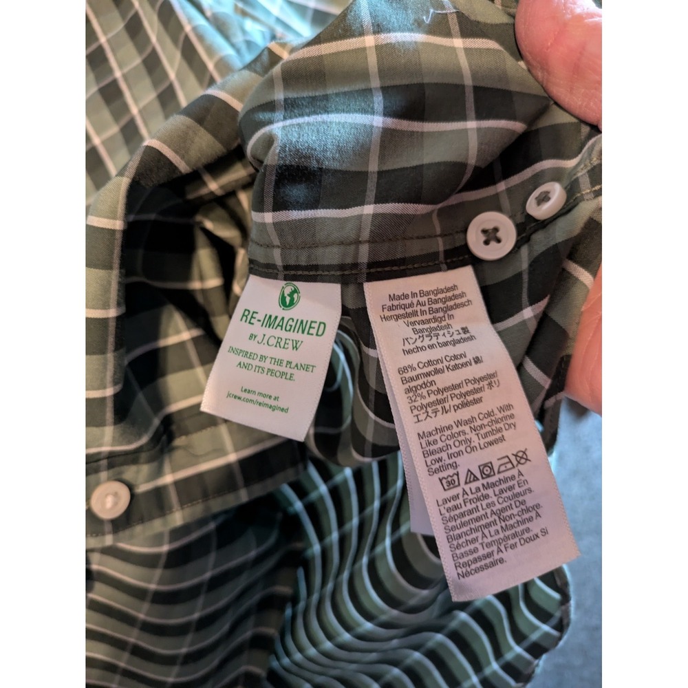 J. Crew Men's Shirt Green Plaid Performance Slim Untucked Button Down Size XXL - Picture 7 of 9